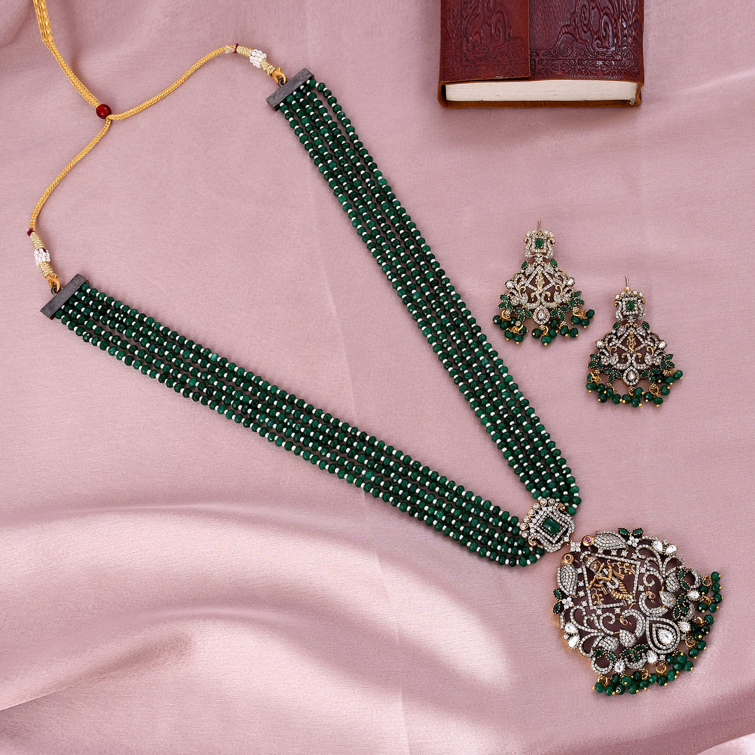 Victorian Polki Temple Pendant Set