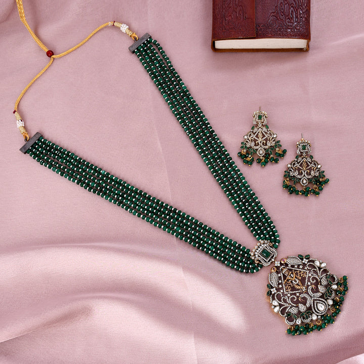 Victorian Polki Temple Pendant Set