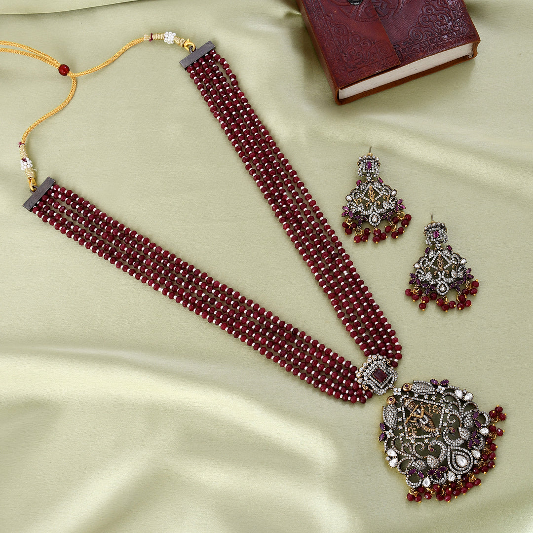 Victorian Polki Temple Pendant Set