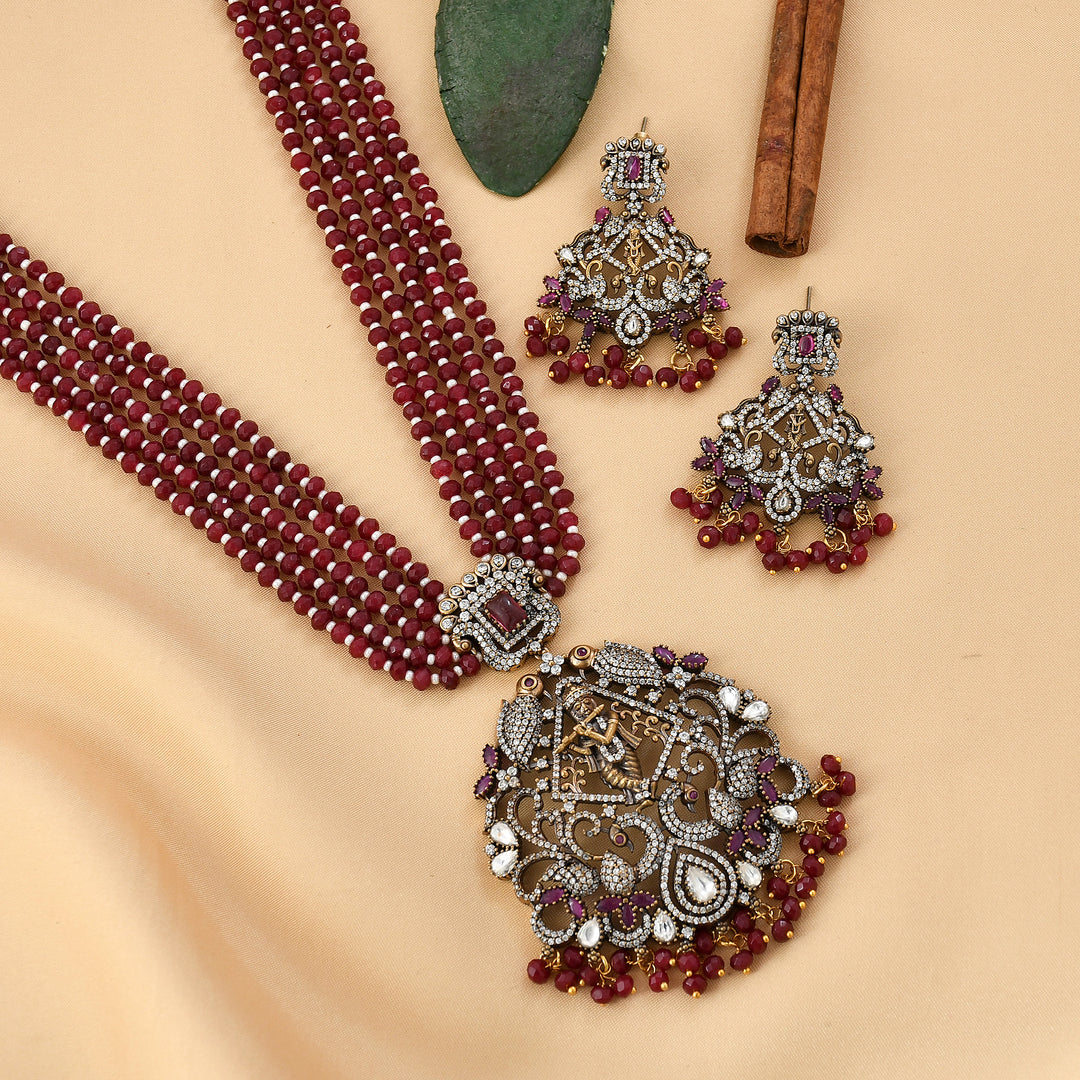 Victorian Polki Temple Pendant Set