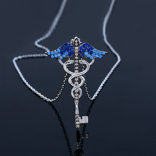 Winged Diamond Design 925 Sterling Silver Pendant