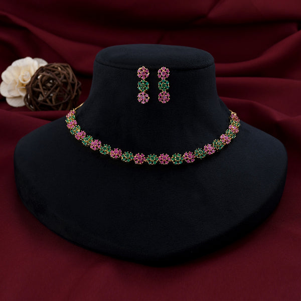 Designer Red-Green Necklace Set