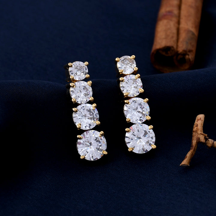 Solitaire Single Line Diamond Necklace Set