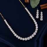 Solitaire Single Line Diamond Necklace Set