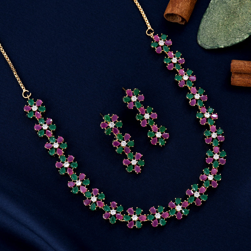Flower Design Beautiful Necklace Set