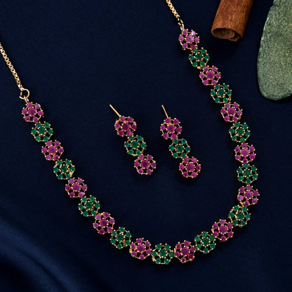 Designer Red-Green Necklace Set