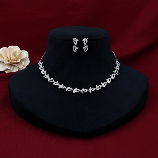 White Stone Zircon Necklace Set