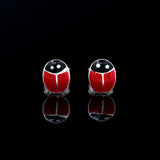 Lady Bug Enamel Design 925 Sterling Silver Studs