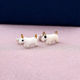 Cute Enamel White 925 Sterling Silver Studs