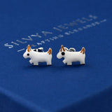 Cute Enamel White 925 Sterling Silver Studs