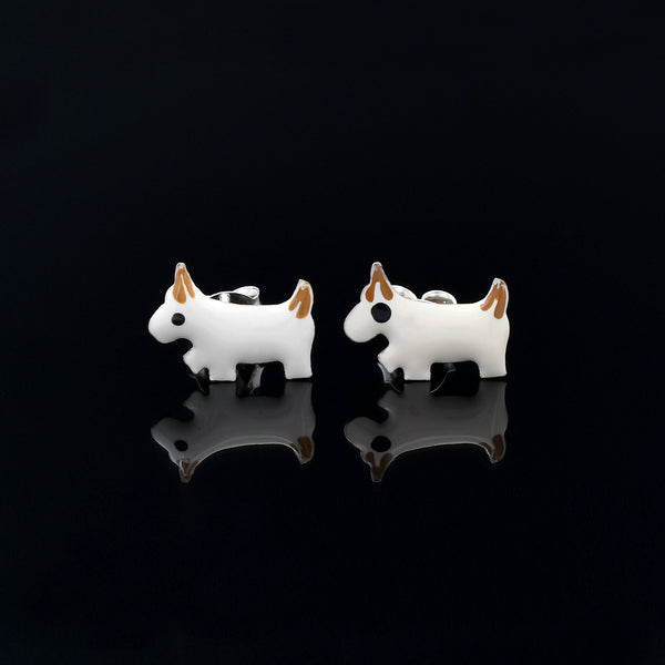 Cute Enamel White 925 Sterling Silver Studs