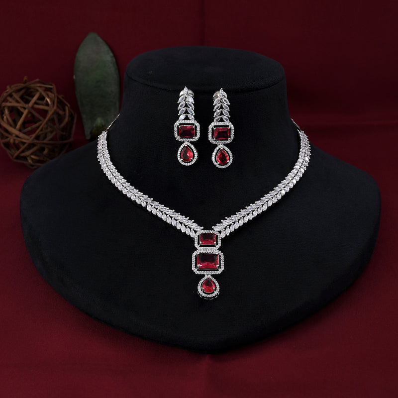 Leaf Design Zircon necklace Set