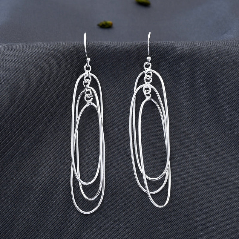 Oval Orbit Design 925 Sterling Silver Earring