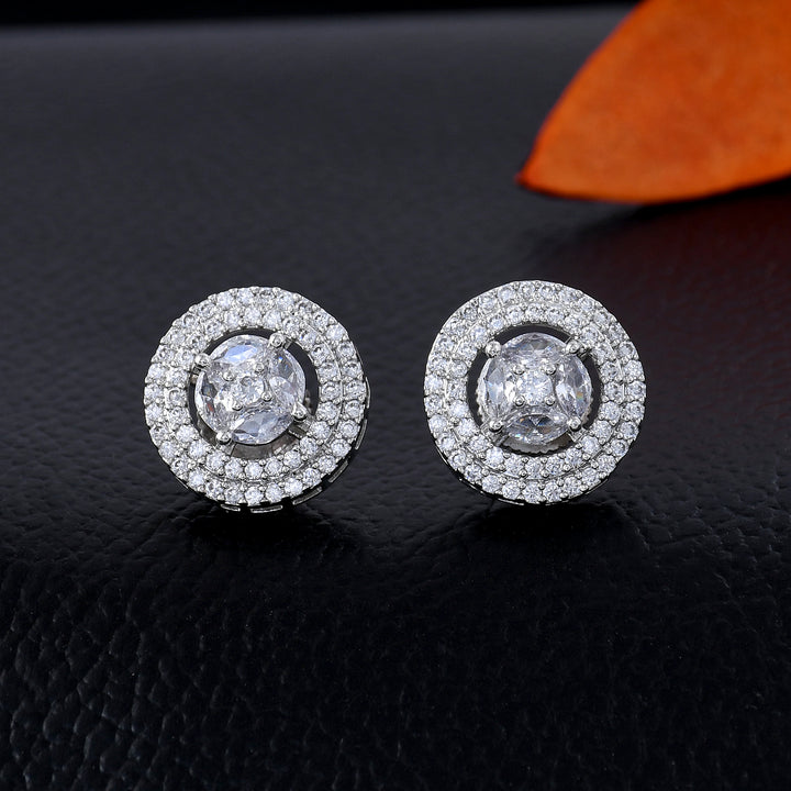 Dazzling Circular Diamond Stud Earrings