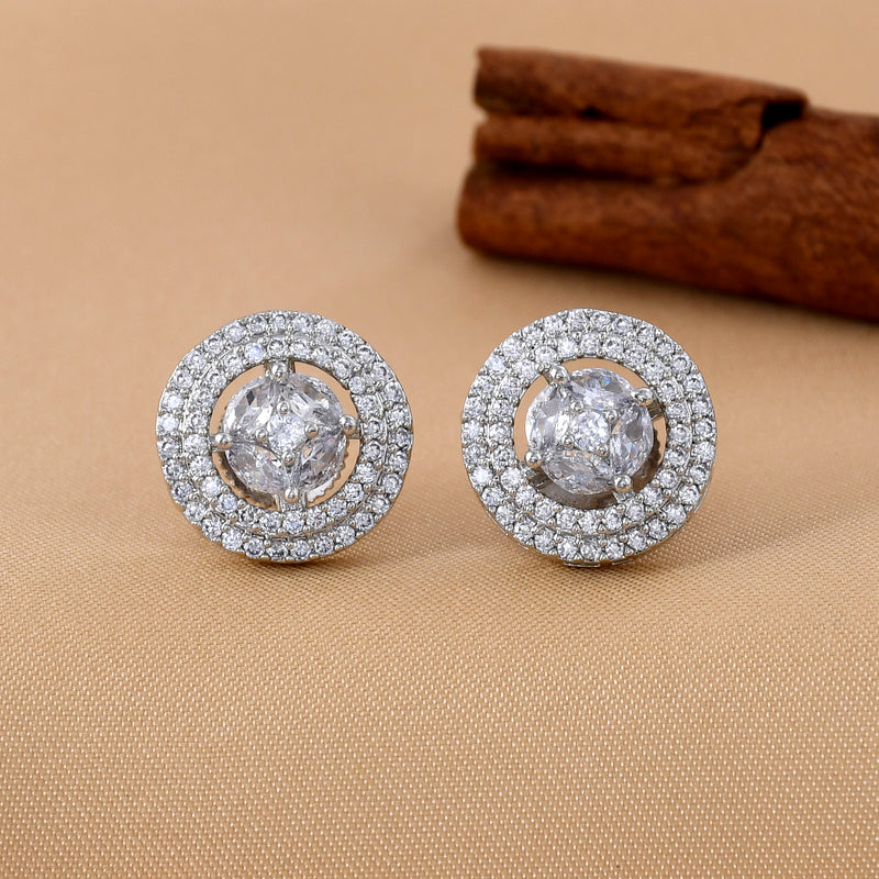 Dazzling Circular Diamond Stud Earrings