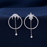 Moon & Star Design 925 Sterling Silver Earring