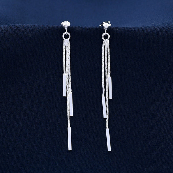 Long Clips Shape 925 Sterling Silver Earring