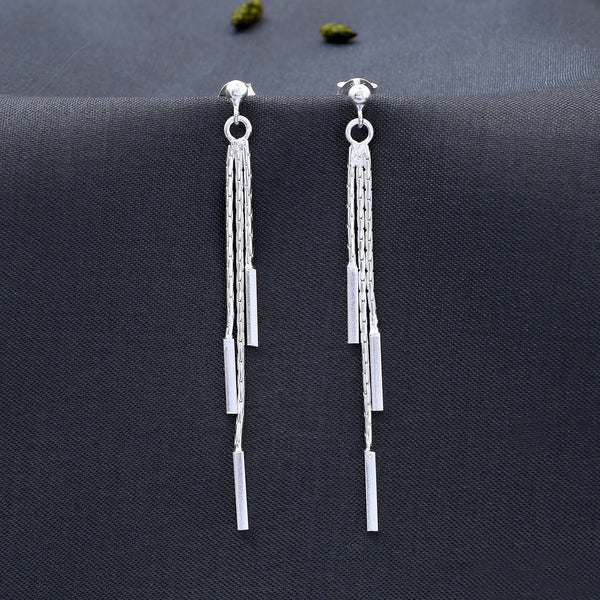 Long Clips Shape 925 Sterling Silver Earring