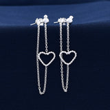 Double Chain Heart Design 925 Sterling Silver Earring