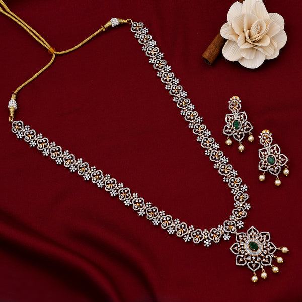Gold Plated Long Zircon Necklace Set