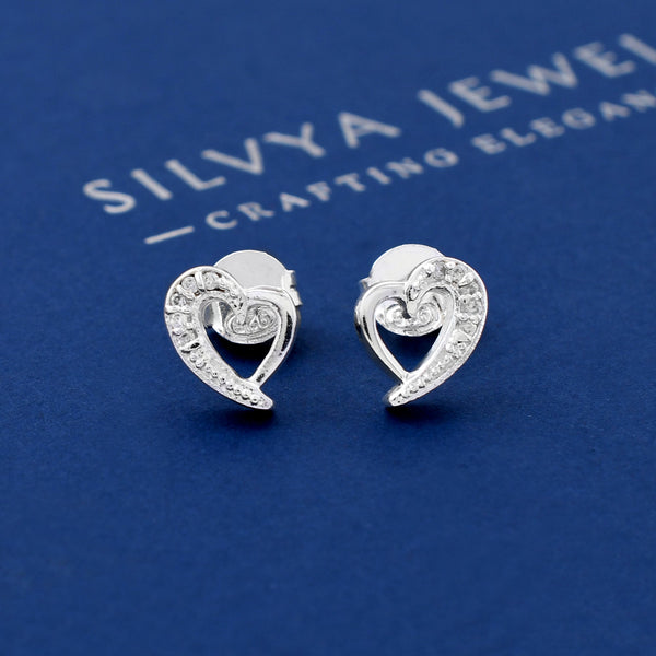 Heart Design 925 Sterling Silver Studs