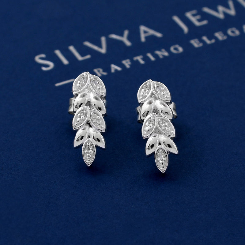 Leaf Design 925 Sterling Silver Studs