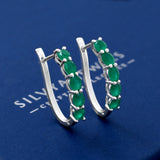 Oval Emerald Hoop 925 Sterling Silver Earring