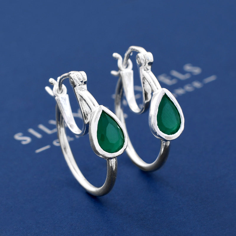 Pear Emerald Drop 925 Sterling Silver Earring