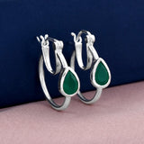 Pear Emerald Drop 925 Sterling Silver Earring