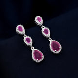 Red Drop Stone 925 Sterling Silver Earring