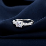 Diamond Square Shape 925 Sterling Silver Ring