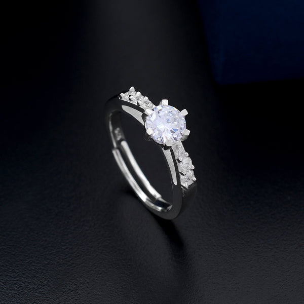 Solitaire Diamond 925 Sterling Silver Ring