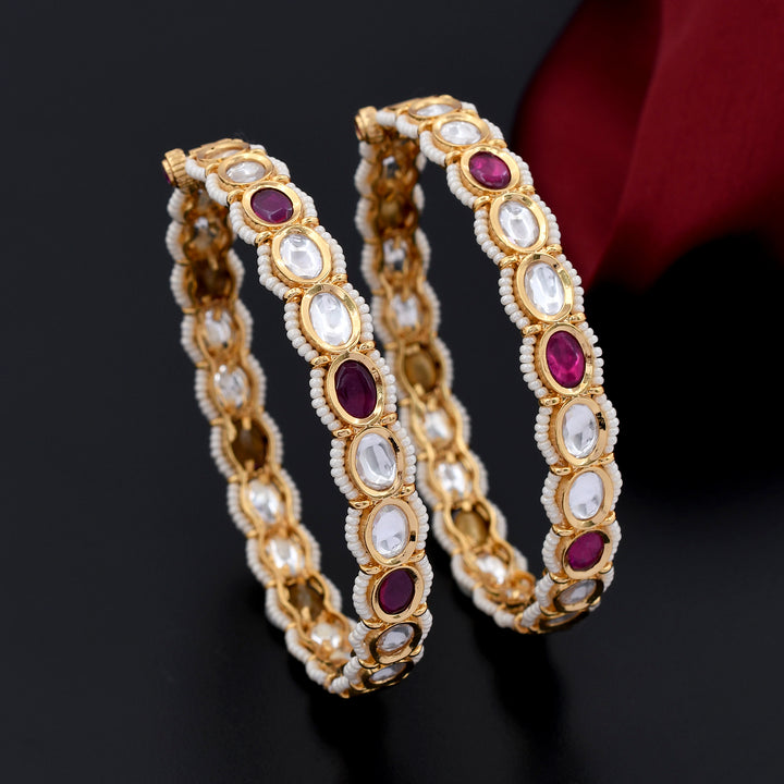 Gold Plated Kundan Polki Bangle