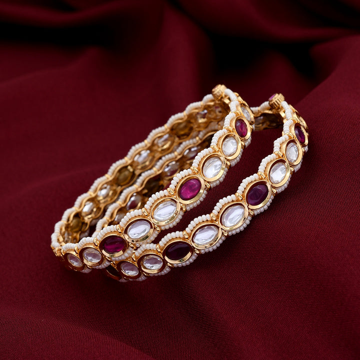 Gold Plated Kundan Polki Bangle