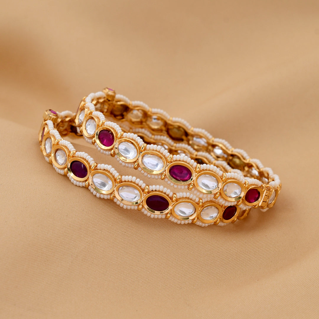 Gold Plated Kundan Polki Bangle