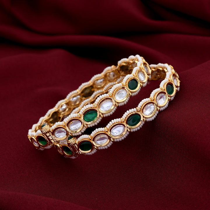 Gold Plated Kundan Polki Bangle