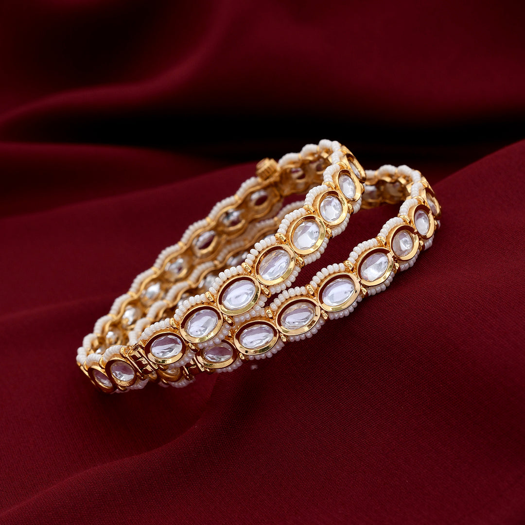 Gold Plated Kundan Polki Bangle