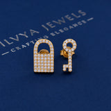 Key & Lock Design 925 Sterling Silver Studs