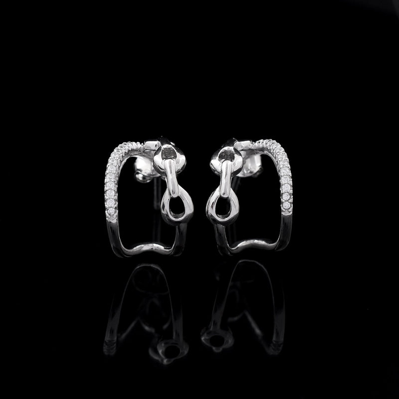 Unique Diamond Design 925 Sterling Silver Earring