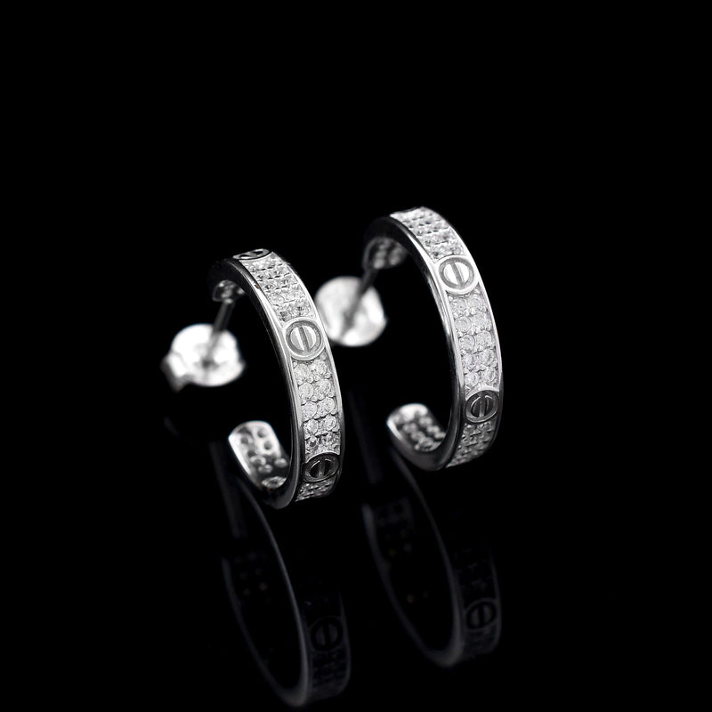 Cartier Diamond 925 Sterling Silver Earring