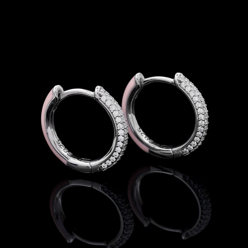 Cubic Zircon Hoop 925 Sterling Silver Earring