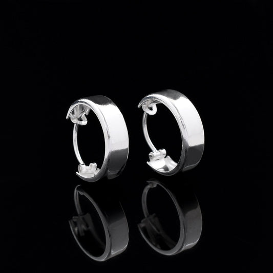 Simple Plain 925 Sterling Silver Earring