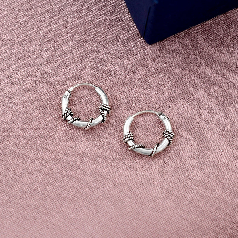 Classic 925 Sterling Silver Bali Hoop Earring