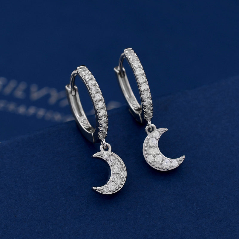 Moon Hoop 925 Sterling Silver Earring