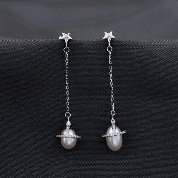 Elegance Drop Pearl 925 Sterling Silver Earring