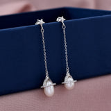 Elegance Drop Pearl 925 Sterling Silver Earring