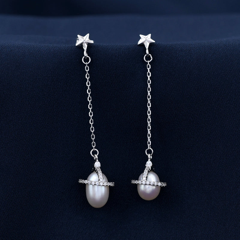 Elegance Drop Pearl 925 Sterling Silver Earring