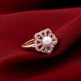 Flower Pearl Zircon Ring