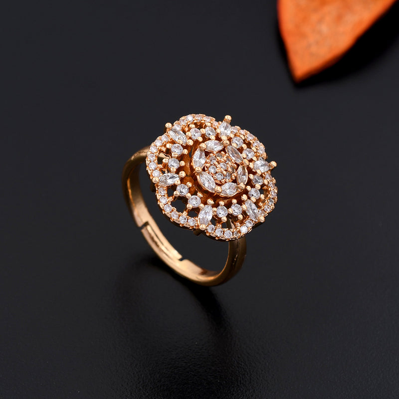Floral Design Spinner Zircon Ring