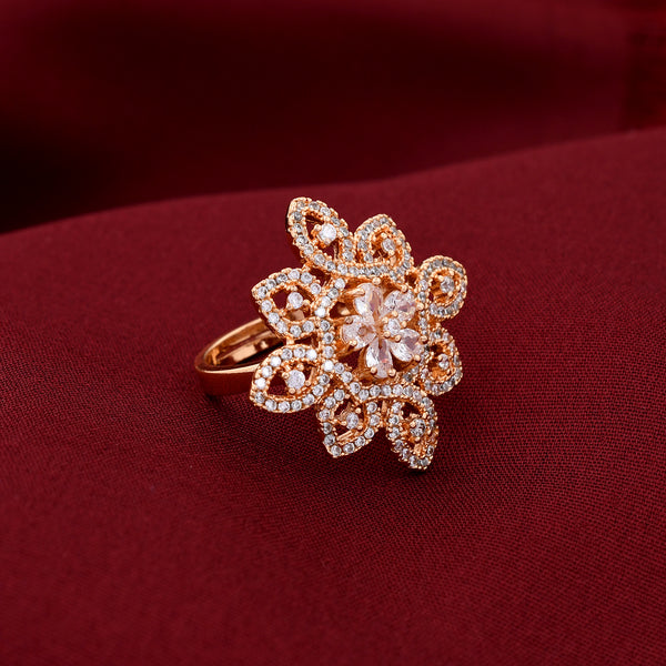Elegant Flower Design Zircon Ring
